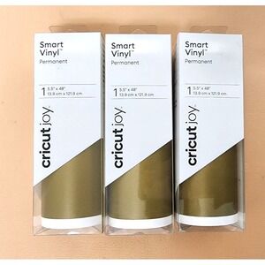 3 Lot Of Cricut Joy Smart Vinyl Permanent 5.5" X 48" Glossy Gold.  2Z